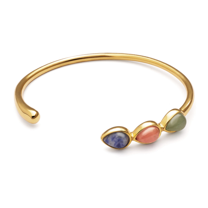 Brazalete Gota Stones Acero Baño Oro