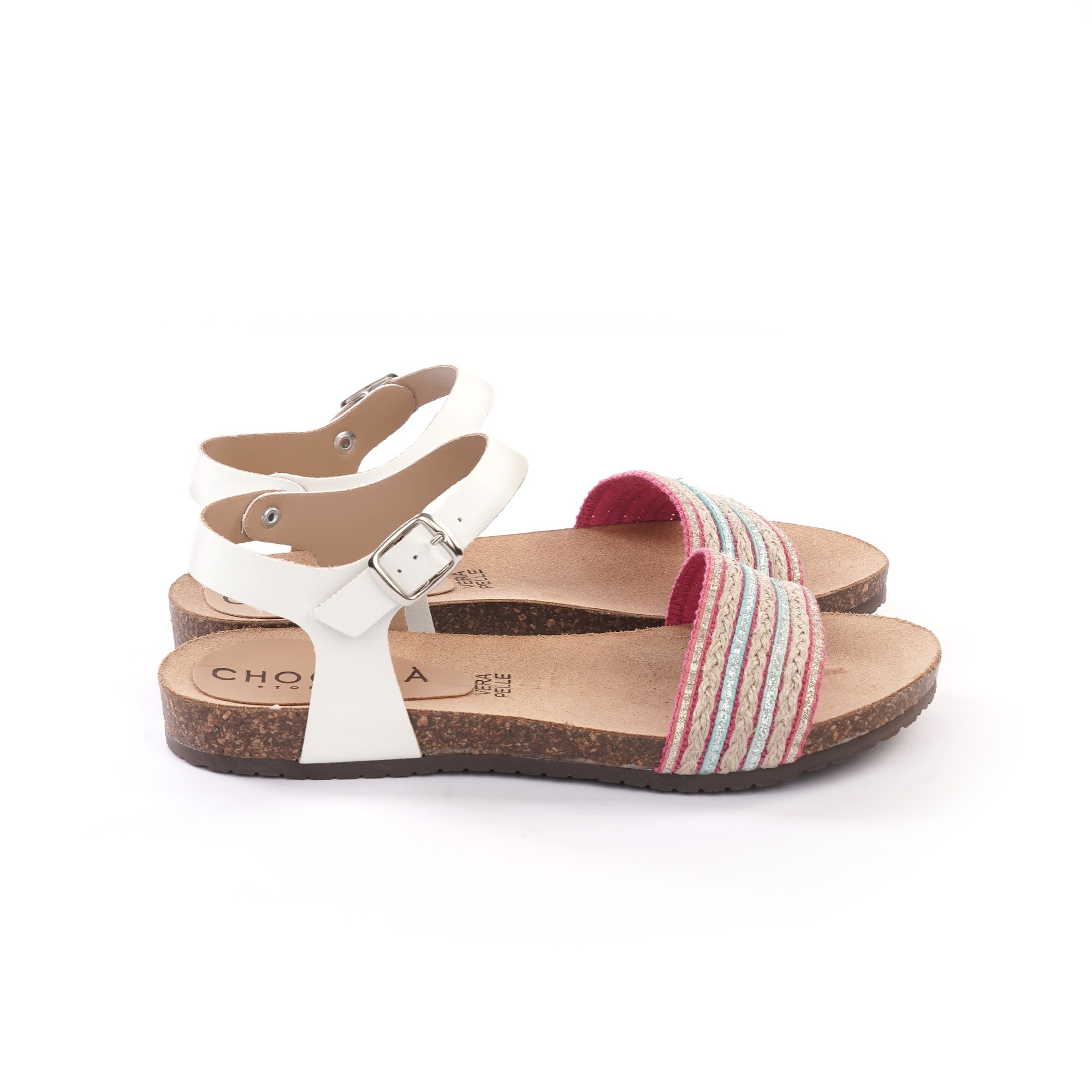 SANDALO BIO FLAT FASCIA CORDA BIANCO