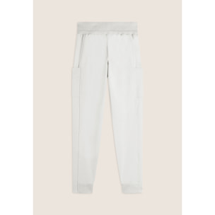 Pantalone donna in felpa con vita alta e tasche laterali