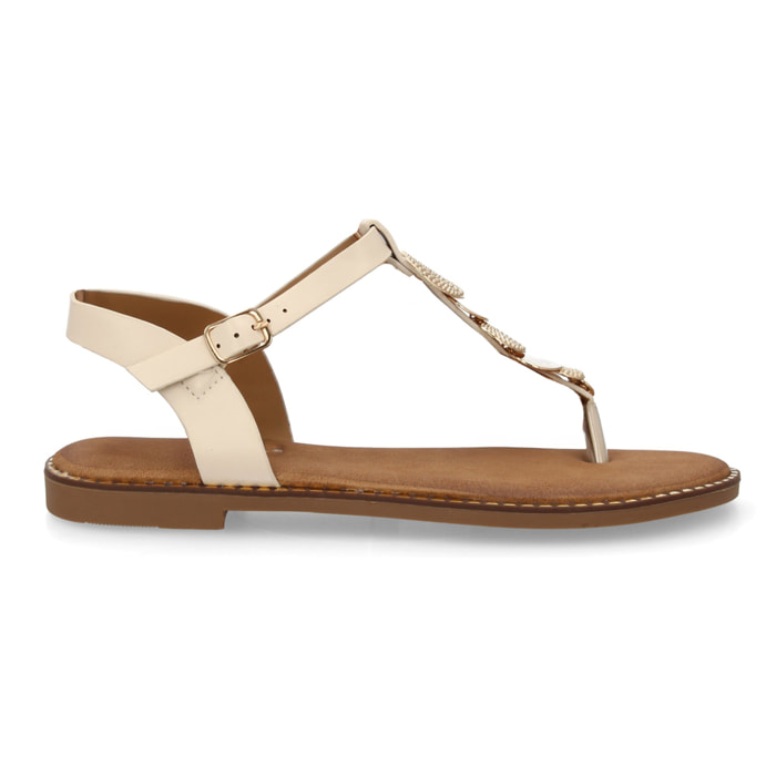 Sandalia de dedo con decoración en el empeine