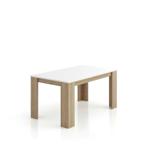 Mesa de comedor Naya en roble canadian y blanco artik 140X80 cm Roble Canadian - Blanco Artik (Blanco Mate)