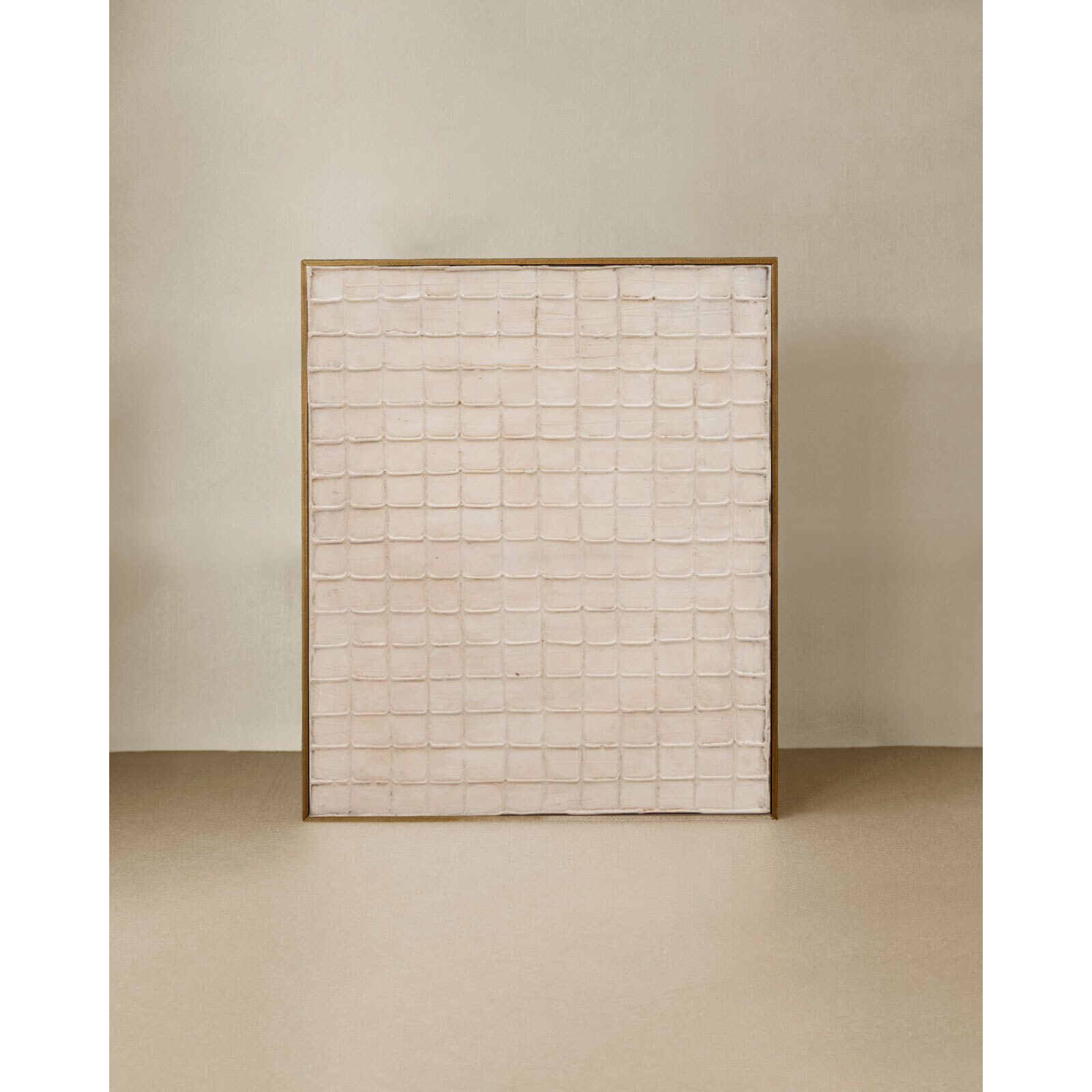 Tableau beige décoratif sur toile de coton avec cadre en bois peint à la main à la peinture à l'huile en différentes tailles