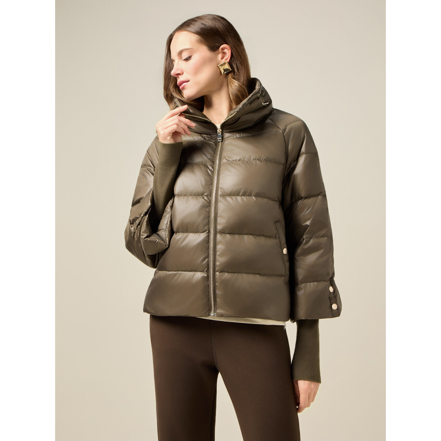 Oltre - Piumino corto in vera piuma - Marrone