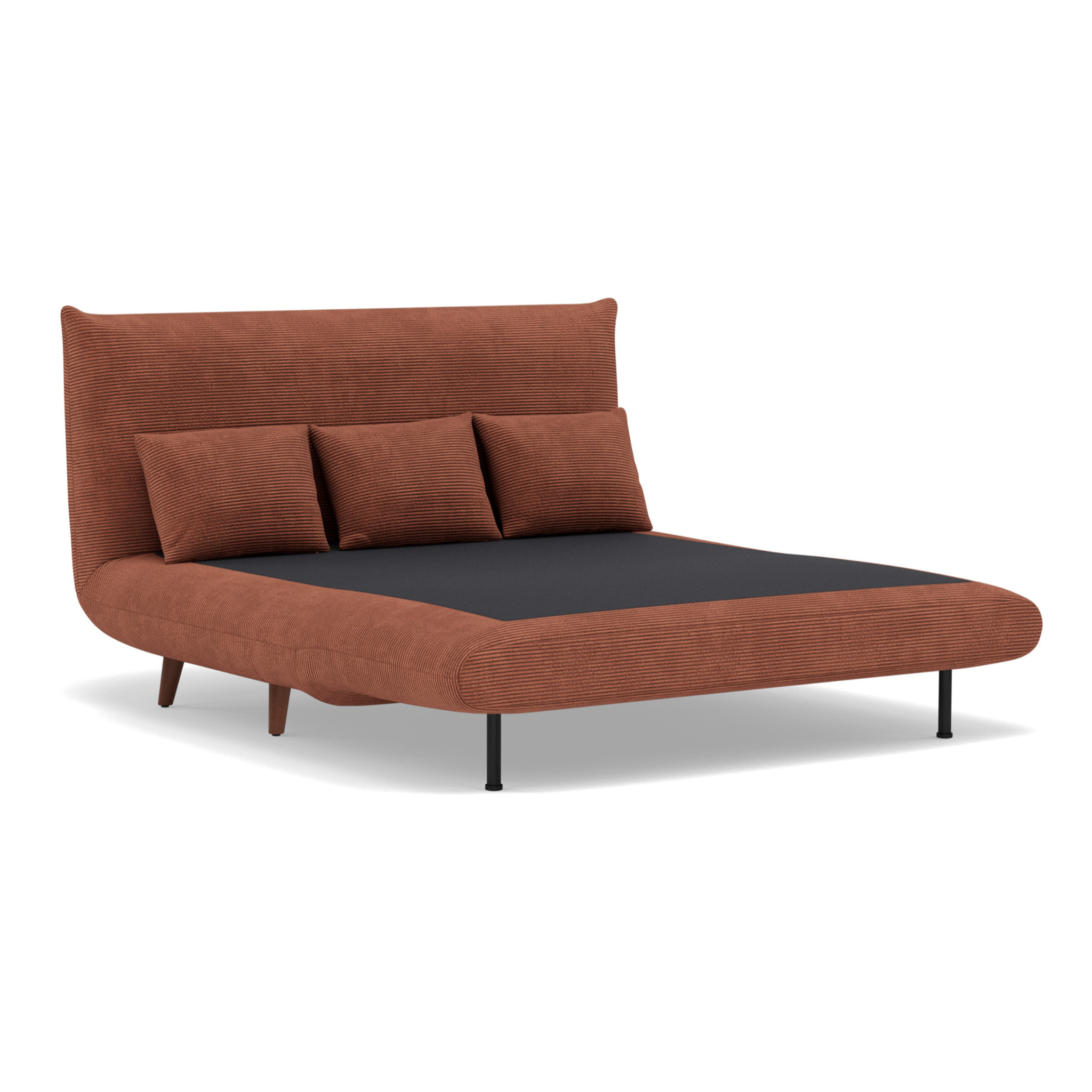 Lumi - Banquette convertible clic-clac 2 places en velours côtelé - Terracotta