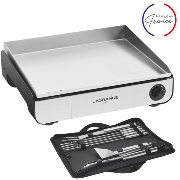 Plancha électrique LAGRANGE Pro 50M noir à poser, 50x40 cm + kit d'accessoires