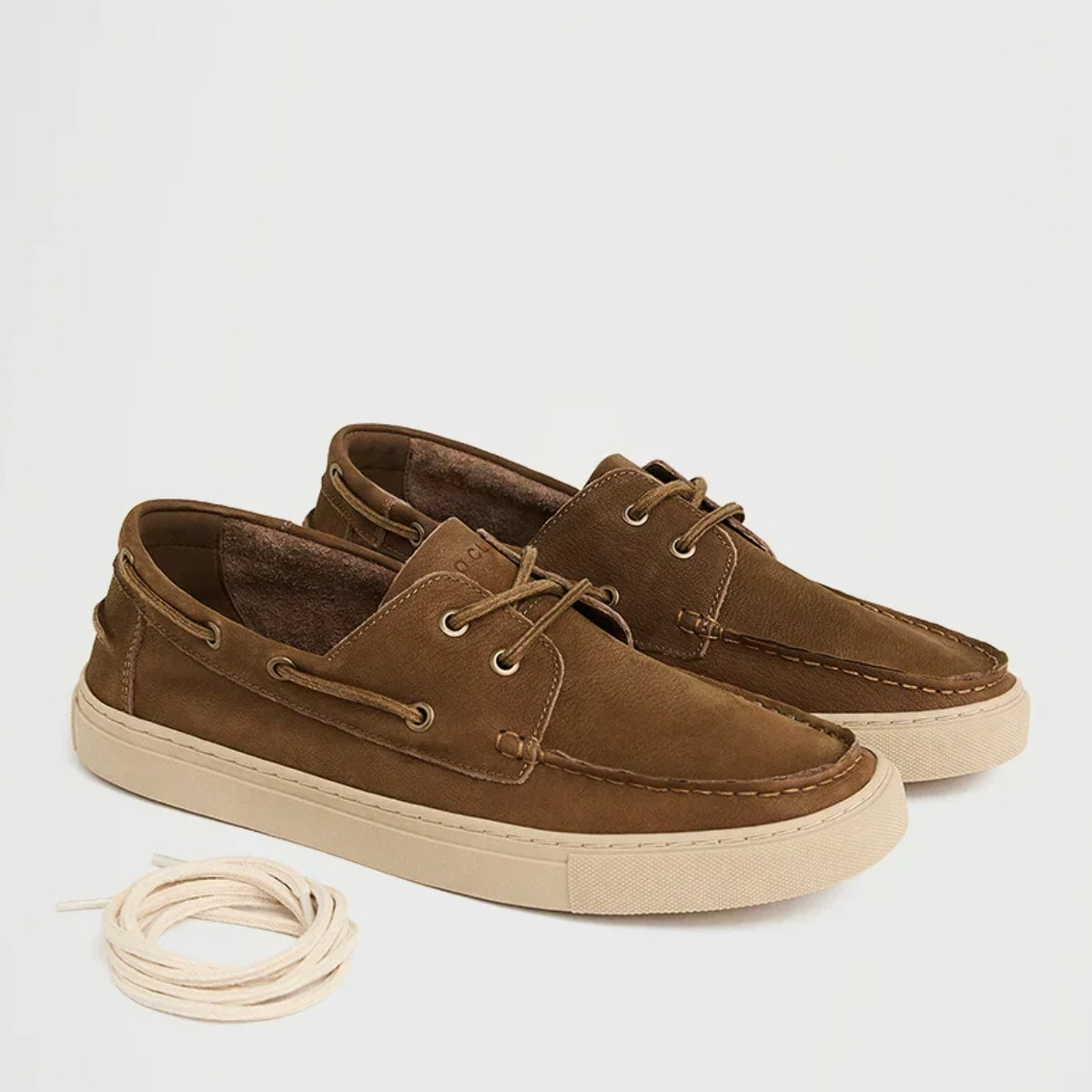 Zapato náutico Oak marrón de piel con logo Polo Club