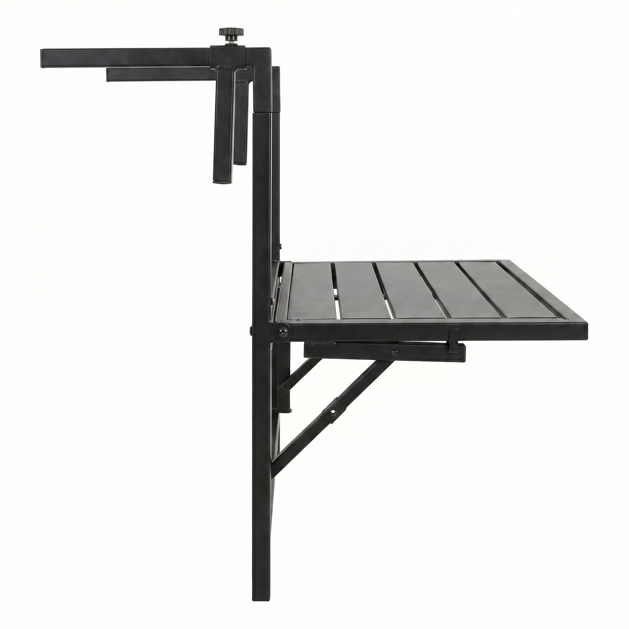 Etè - Tavolino Da Ringhiera Pieghevole 60x63x56 cm Mensola Sospesa da Esterno In Metallo Nero