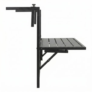 Etè - Tavolino Da Ringhiera Pieghevole 60x63x56 cm Mensola Sospesa da Esterno In Metallo Nero