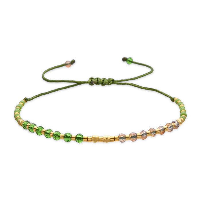 Pulsera con Cristal Verde acabado oro 18k