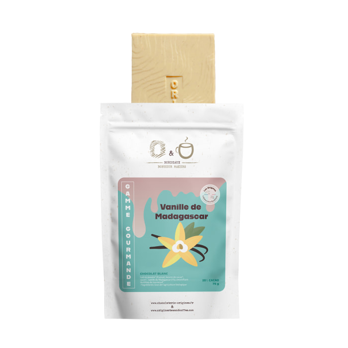 O&O Tablette de Chocolat Blanc 35% BIO - Vanille de Madagascar - 75g