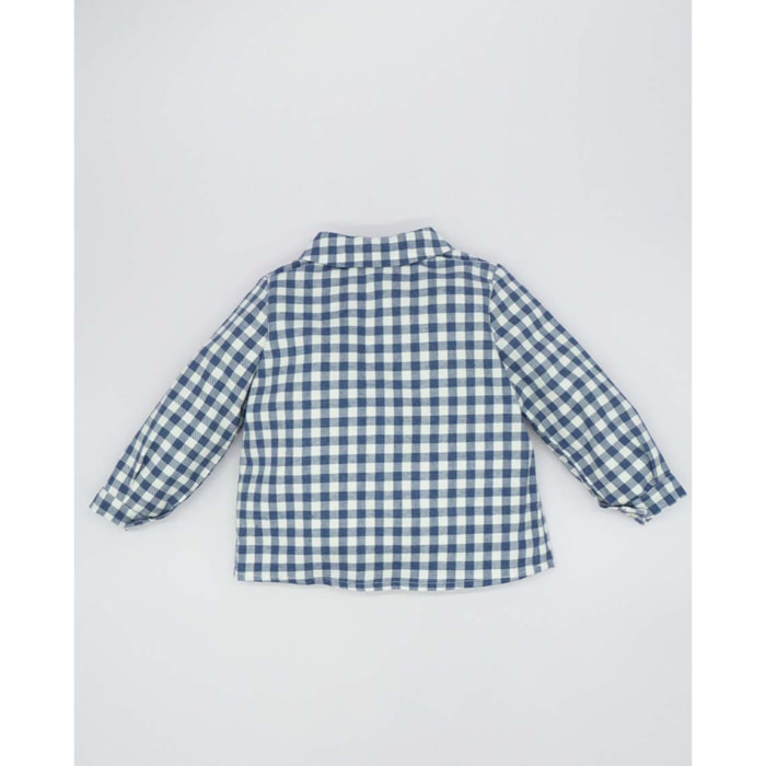 Camisa cuello camisero cuadros vichy azul