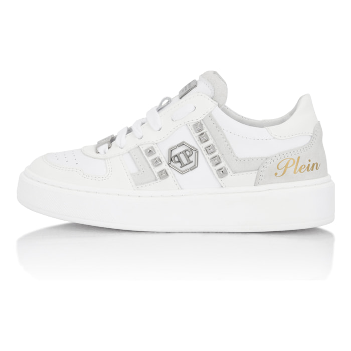 PHILIPP PLEIN Mix Materials Low-Top Sneakers with Studs