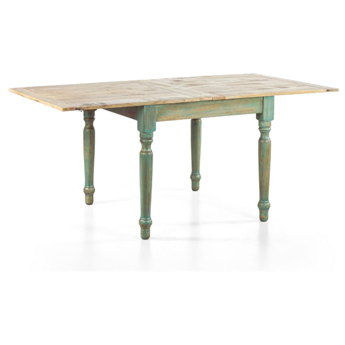 Tavolo allungabile mango decapato azzurro 90-180x90x77 - Salento