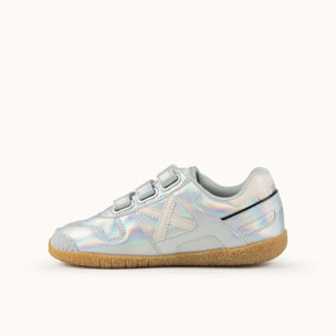 Zapatilla de infantil con Velcros en Acabado Metalizado Holográfico - MUNICH MINI GOAL VCO 1629