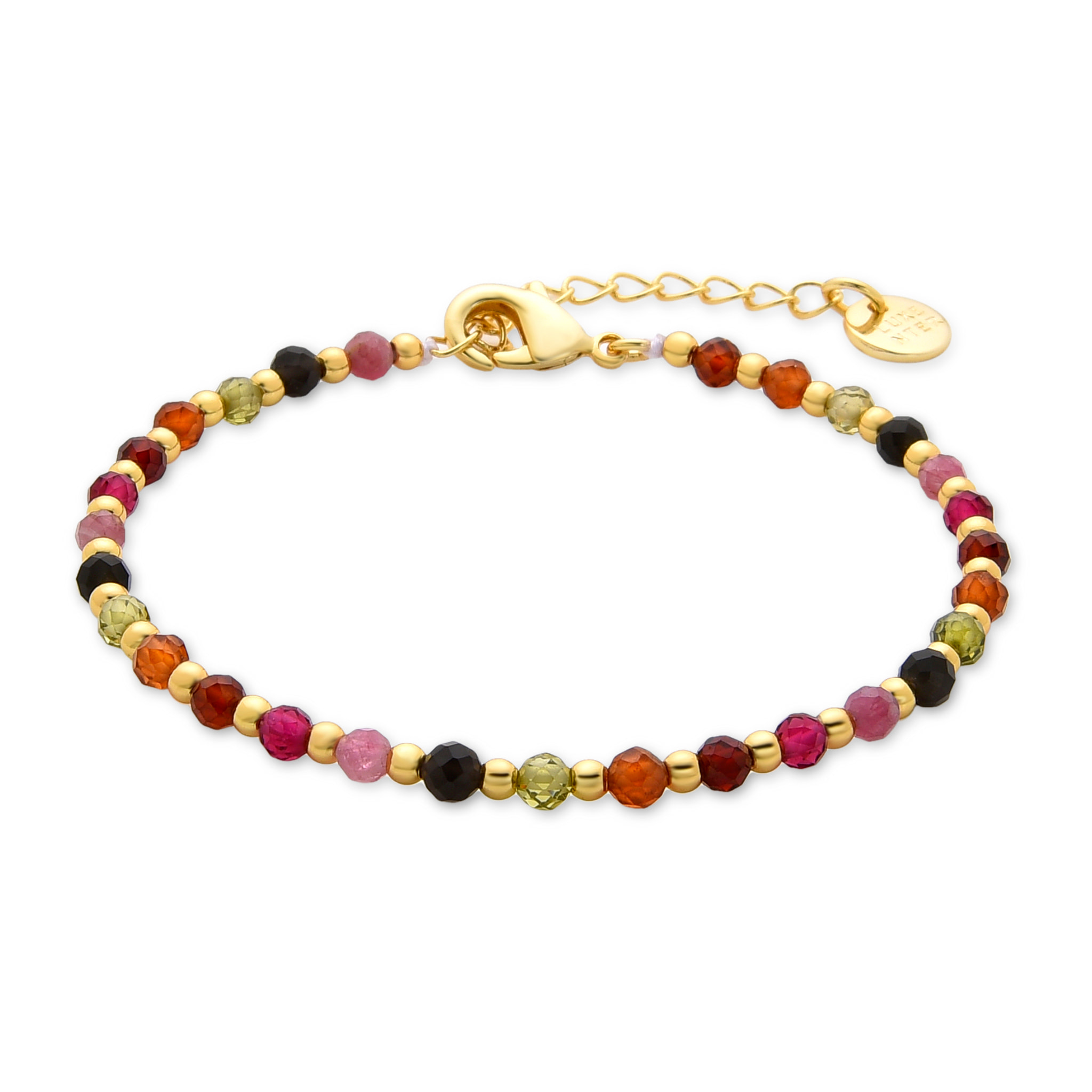 Pulsera de Cristal Multicolor acabada en oro amarillo de 18K