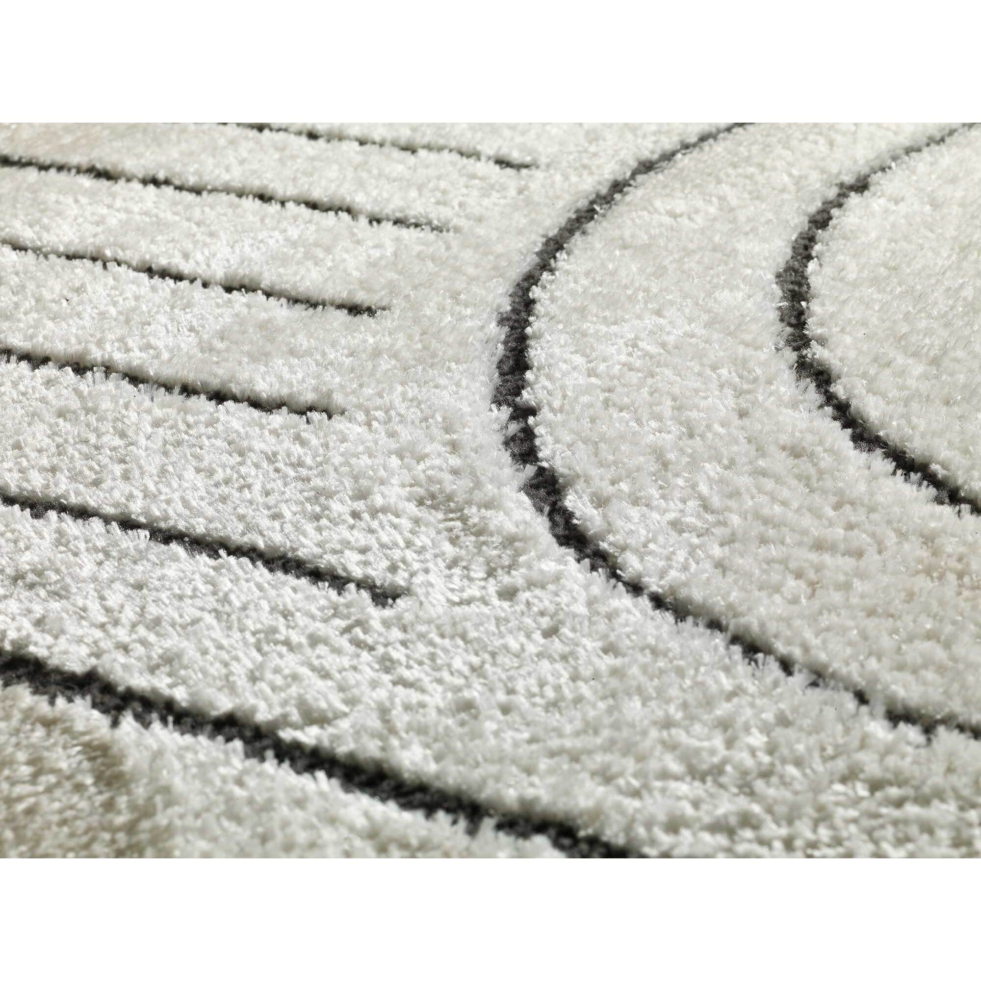 BLANCHE Alfombra geometrica con relieve en blanco y negro, varias medidas disponibles.