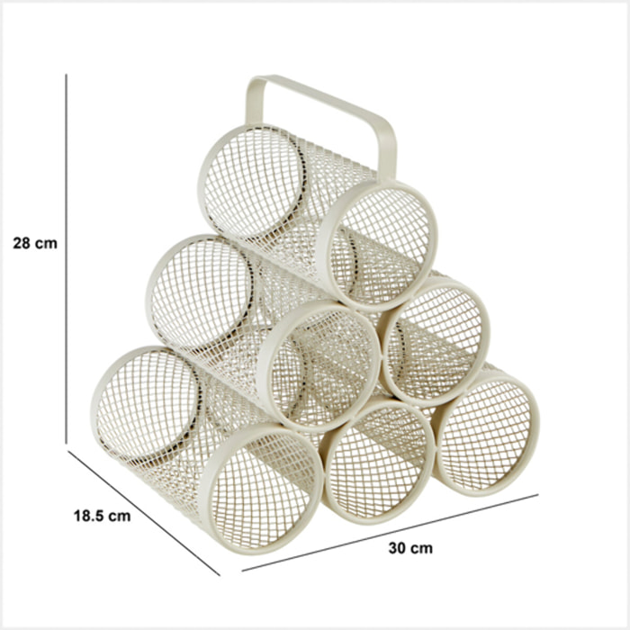 Porte-bouteilles "Mayaj" 6 compartiments en métal beige