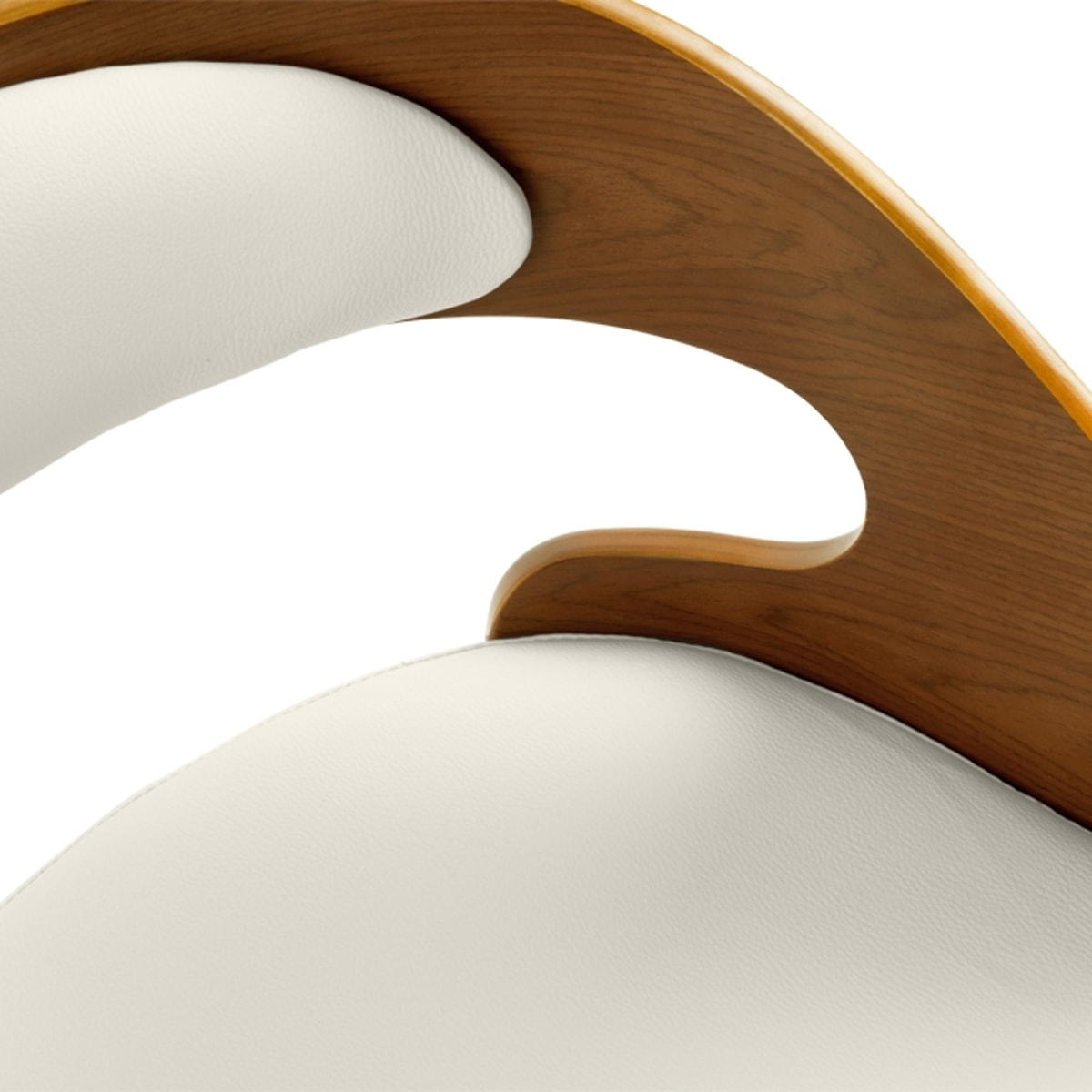 Chaise de bureau pivotante en bois et PU blanc - Louis