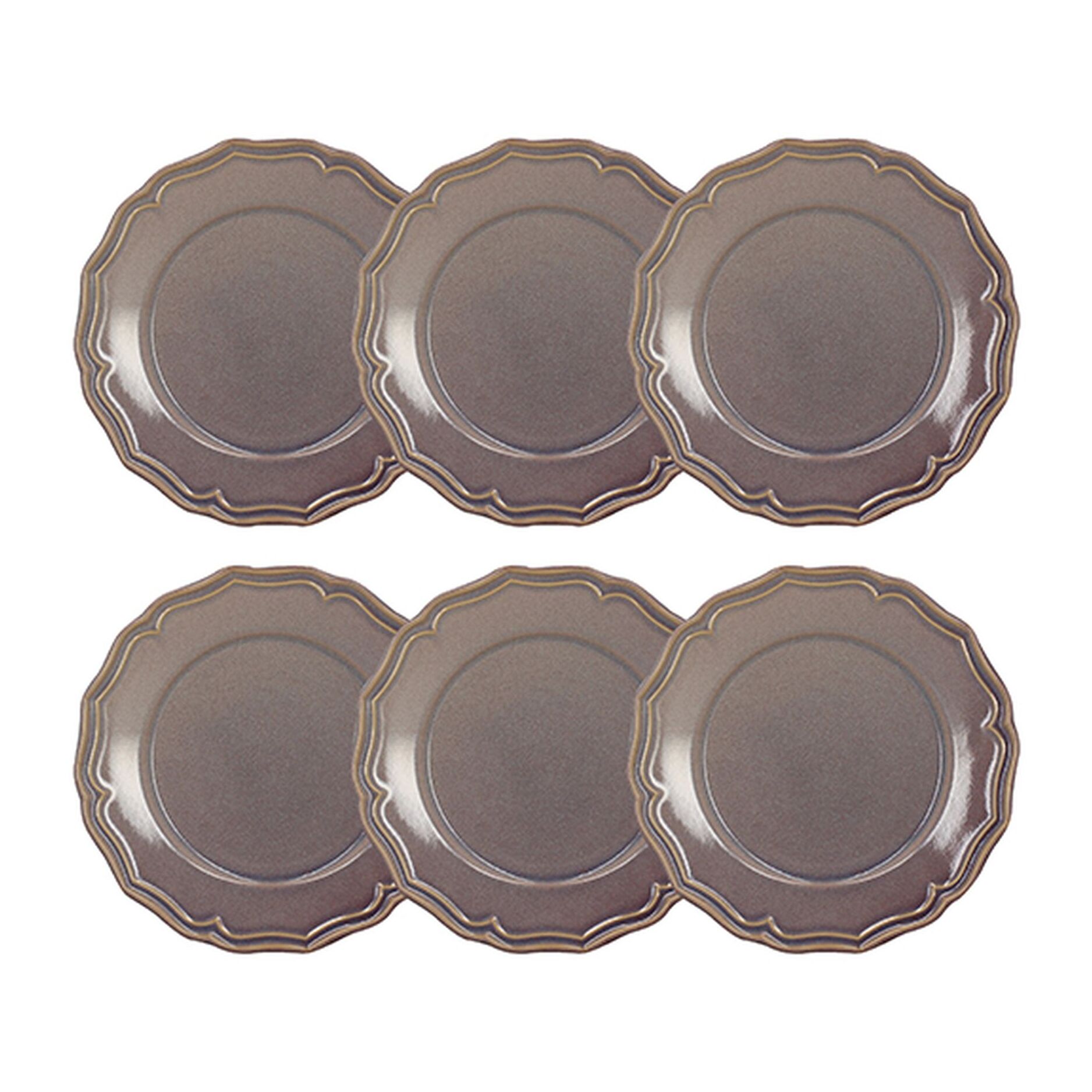 Lot de 6 assiettes à dessert 22cm en grès violet SIGNATURE