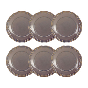 Lot de 6 assiettes à dessert 22cm en grès violet SIGNATURE