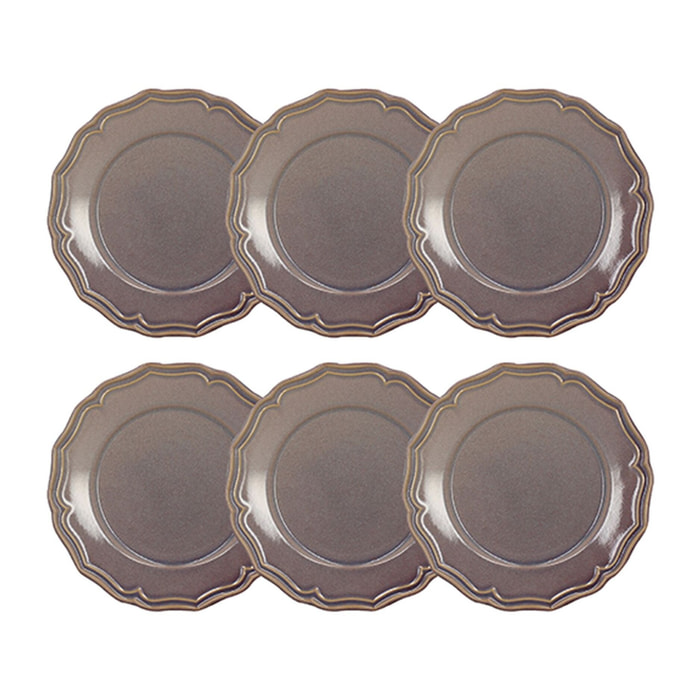 Lot de 6 assiettes à dessert 22cm en grès violet SIGNATURE