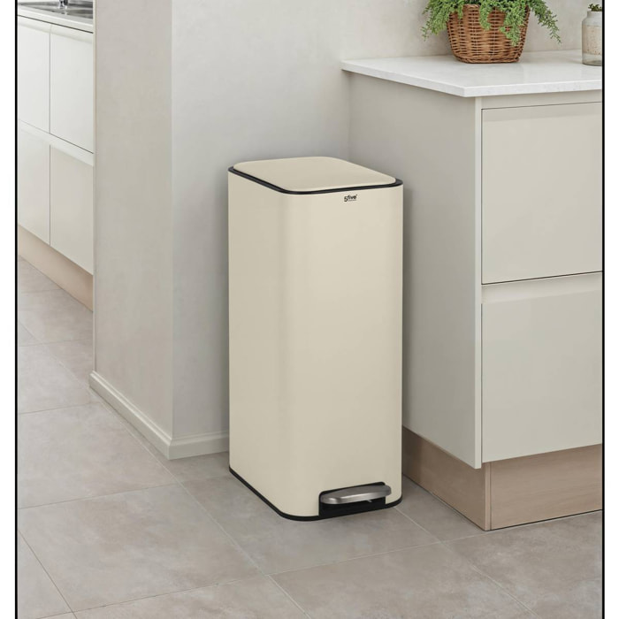 Poubelle slim rectangulaire à pédale Delta 30L argile