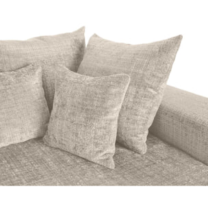 Collins - canapé droit 4 places avec double méridienne - assise profonde - en velours texturé - Beige