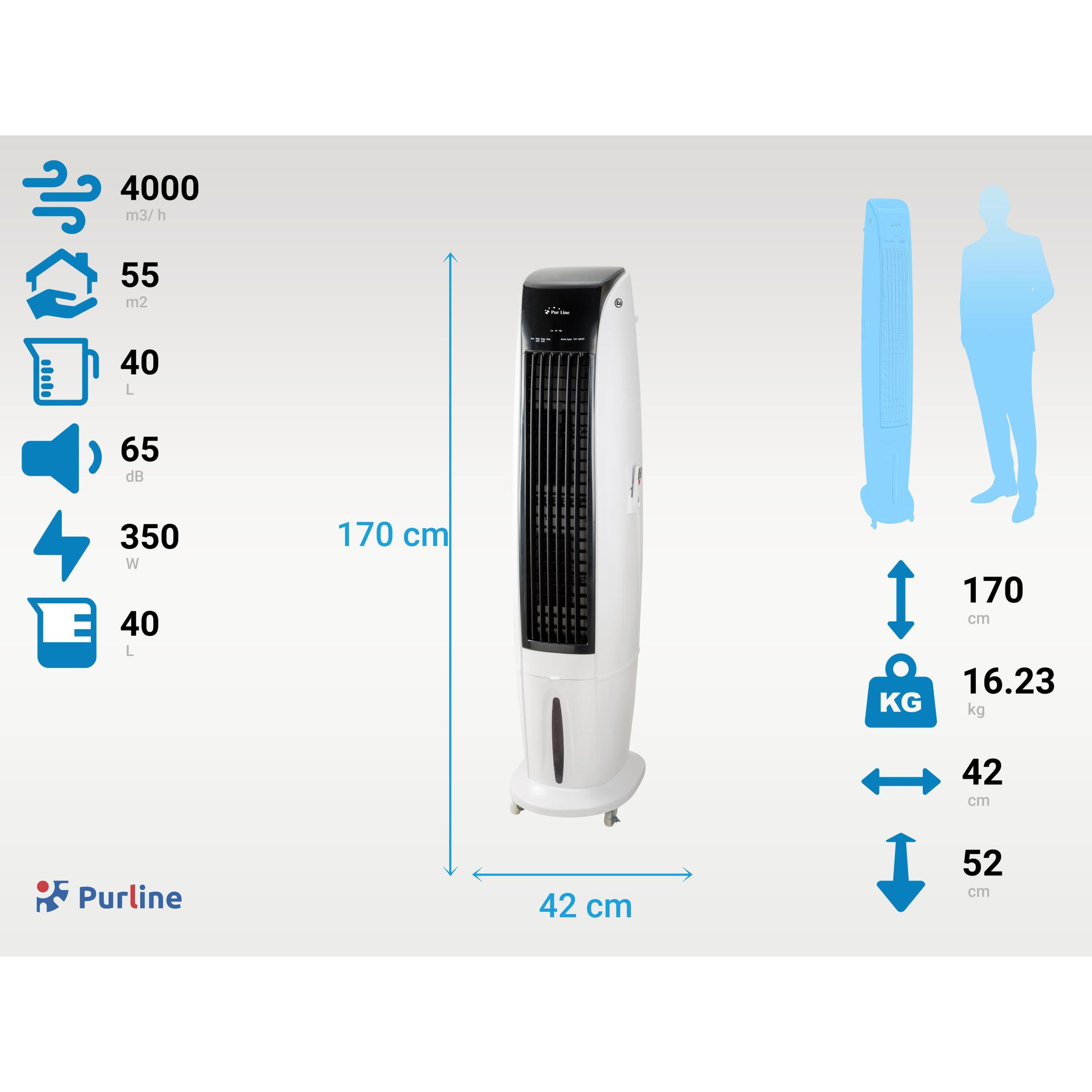 Rafraichisseur d'air par évaporation à débit élevé avec roues