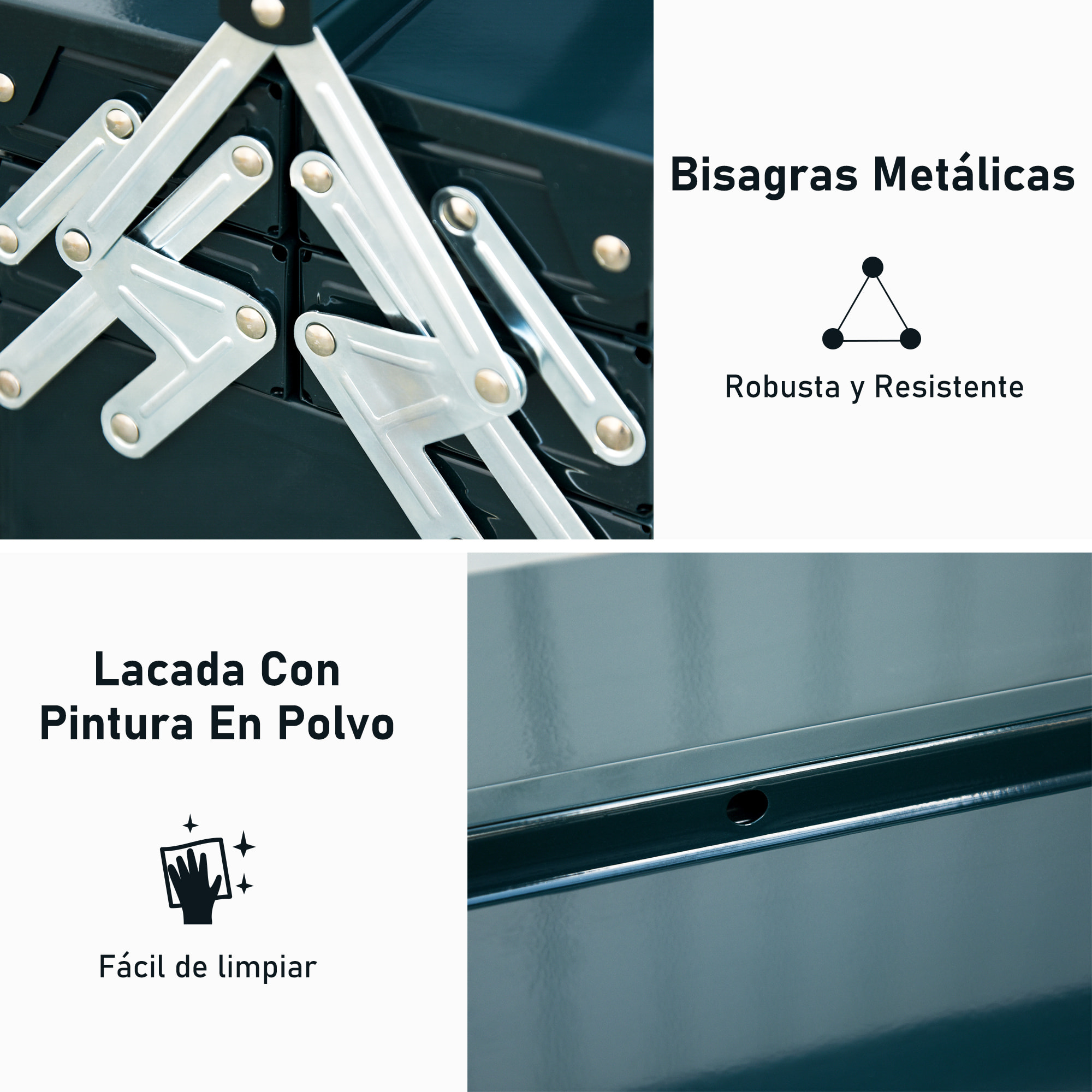 Caja de Herramientas Metálica, Maletín de Herramientas de Acero Plegable con 5 Bandejas y Asa, para Taller, Garaje, 45x20x34,5 cm, Verde Oscuro