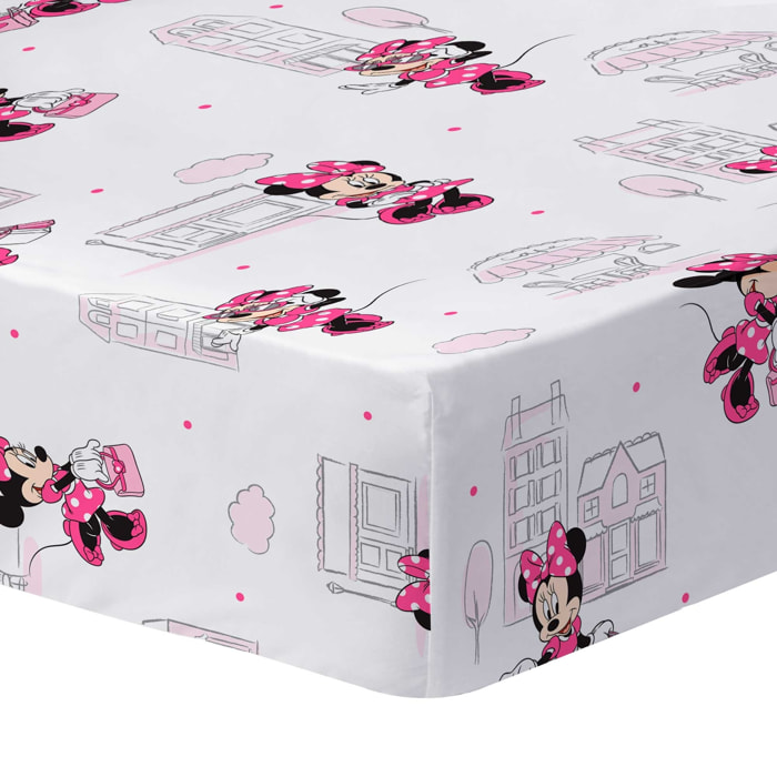 Drap-housse imprimé 100% coton, DISNEY HOME MINNIE SHOPPING