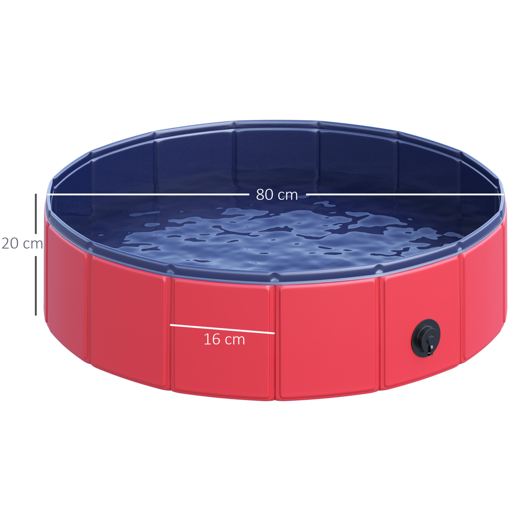 PawHut Piscina Plegable para Perros Gatos Bañera Portátil para Mascotas PVC Antideslizante Múltiples Usos para Interiores y Exteriores Ø80x20 cm Rojo