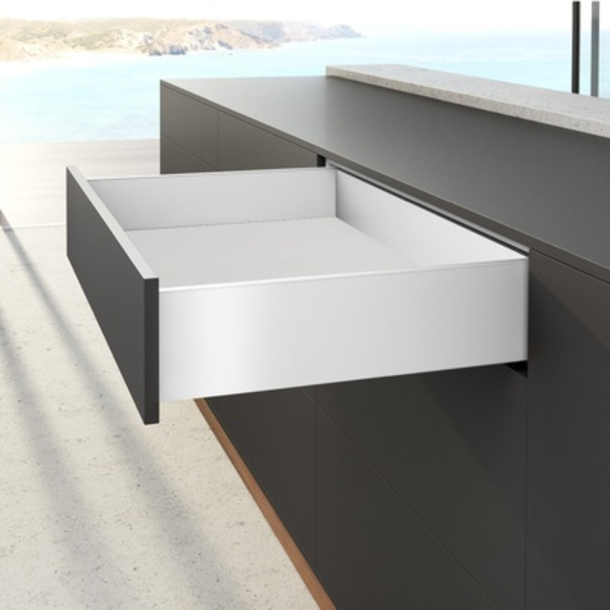 Profilé latéral de tiroir AvanTech YOU, hauteur 139 mm x NL 350 mm, blanc, gauche et droite - HETTICH - 9353394