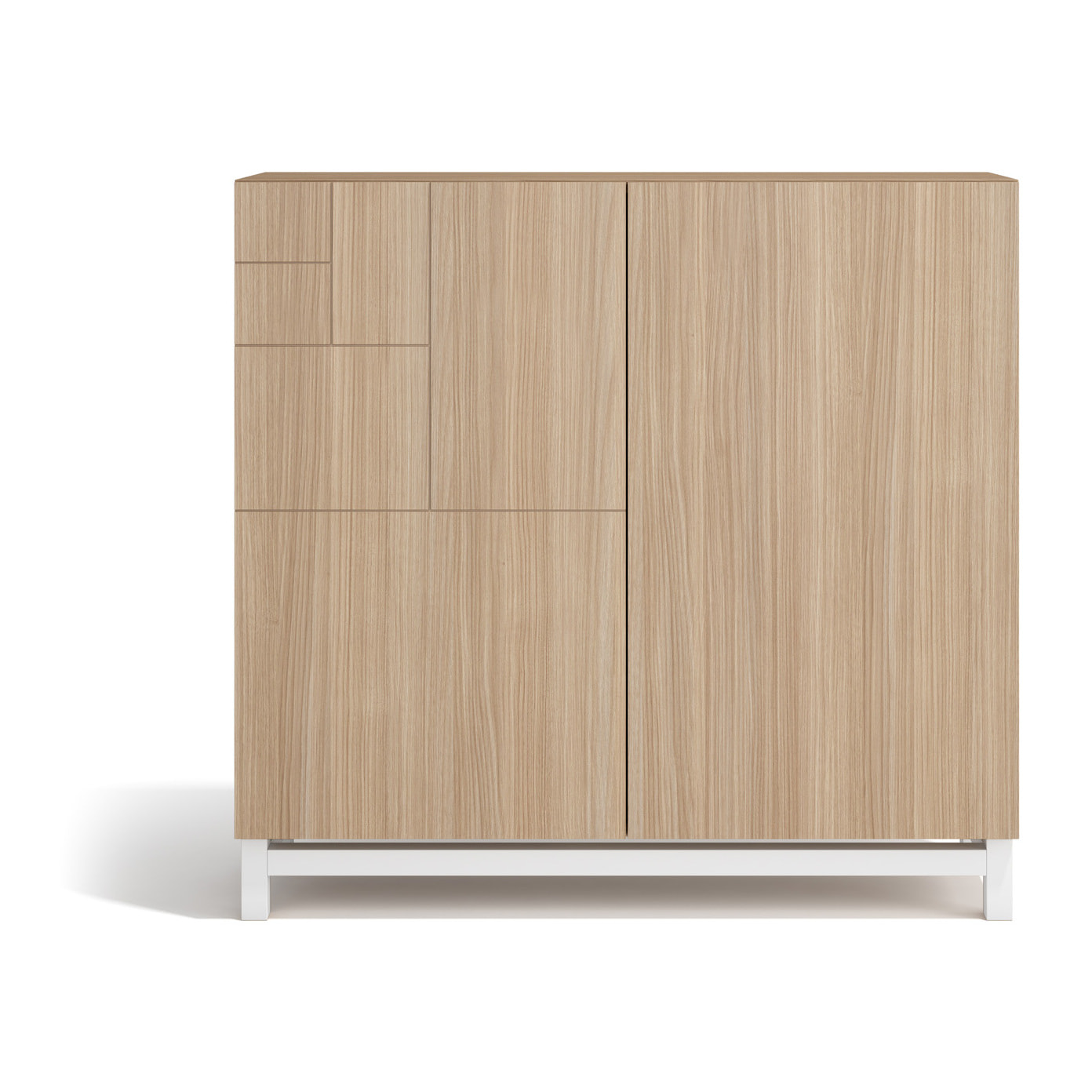 Zapatero Copenhague melamina nogal claro patas blanco 90x90x27 cm