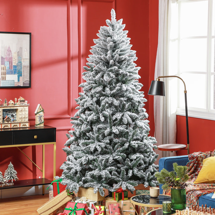 Árbol de Navidad 210 cm Árbol de Navidad Artificial Nevado con 1021 Ramas y Soporte de Metal Árbol Navideño para Salón Interior Verde