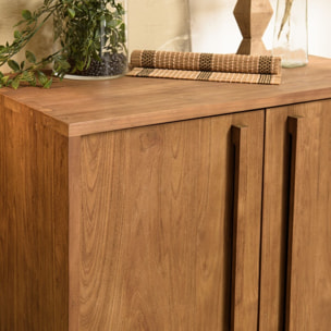 SIXTINE - Buffet 2 portes en bois de teck recyclé pieds en métal noir