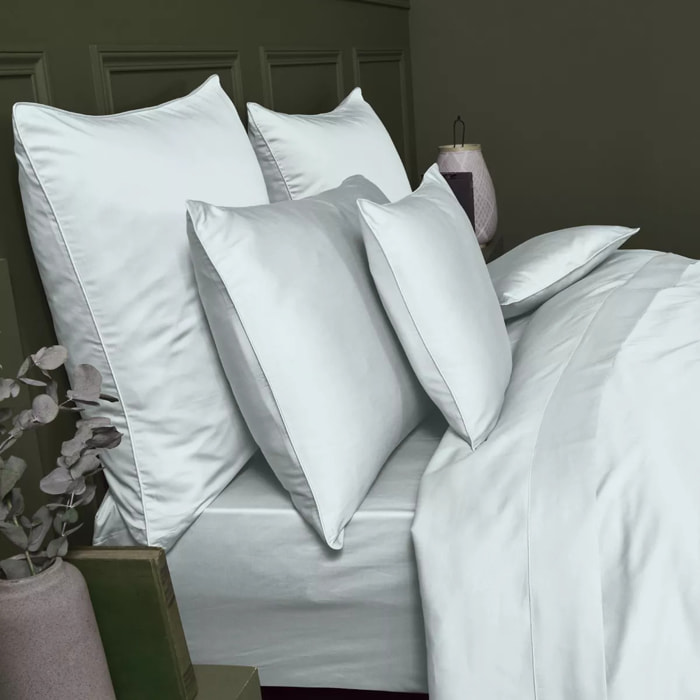 Drap housse b50 satin de coton uni gris Ava uni glacier
