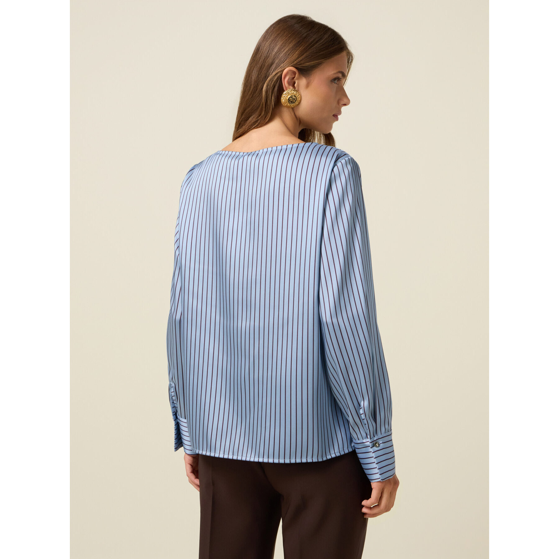 Oltre - Blusa de satén a rayas - Light - blue