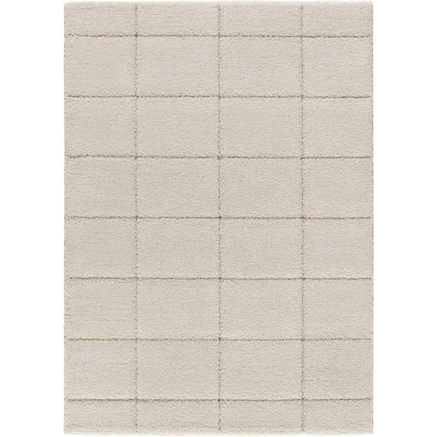 MOLIER Alfombra shaggy con formas abstractas en blanco, varias medidas disponibles.