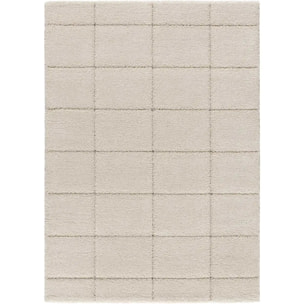 MOLIER Alfombra shaggy con formas abstractas en blanco, varias medidas disponibles.