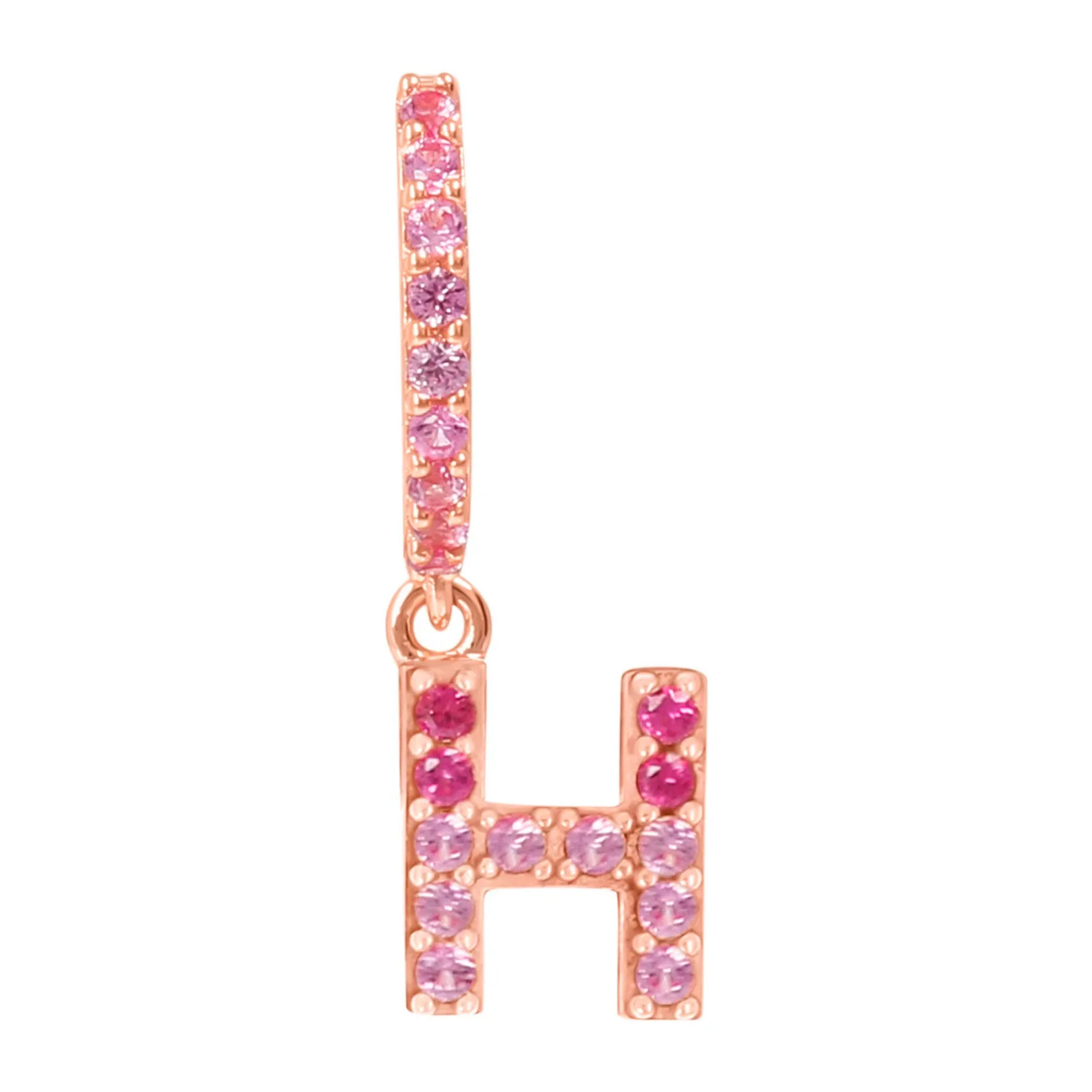 Orecchino Pendente con Lettera H in Pavé di Cubic Zirconia Blu