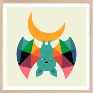 Affiche  chauve souris Affiche + cadre en bois - Chêne