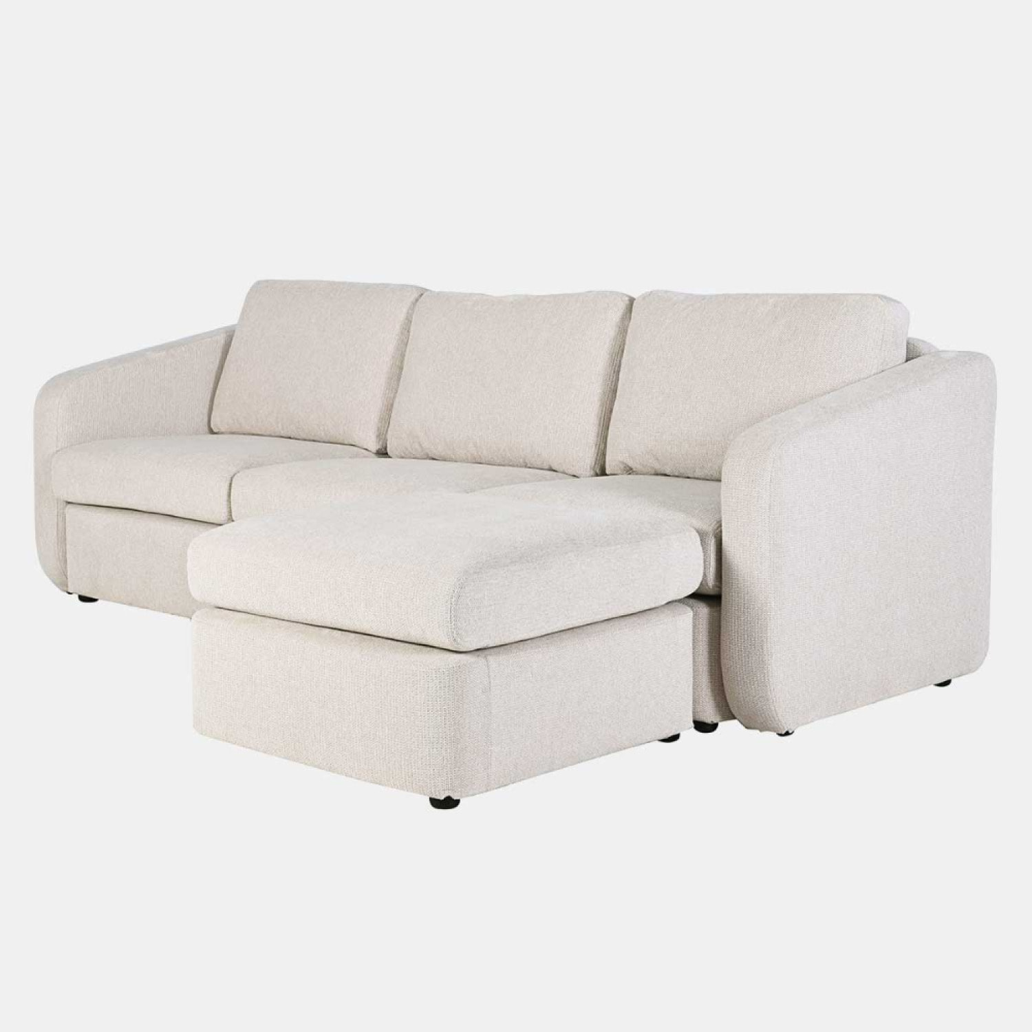 Canapé modulable 3 places beige avec pouf GALEGO
