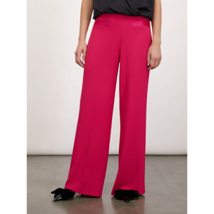 Motivi - Pantalón modelo palazzo con aplicaciones de raso - Fuchsia