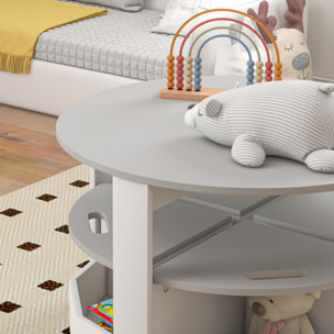 Ensemble table ronde chaises enfant encastrables 4 pers. rangements