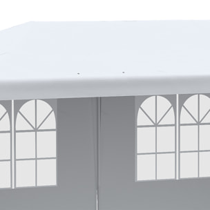 Carpa de Jardín 6x3 m con 4 Paredes Laterales y 2 Ventanas Visibles Cenador Gazebo de Exterior con Marco de Acero para Fiestas Eventos Bodas Blanco