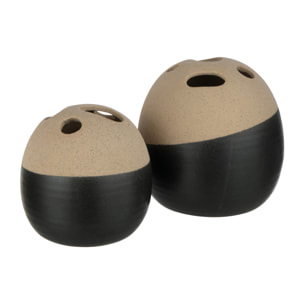 J-Line Vase Boule Ceramique Beige/Noir Large