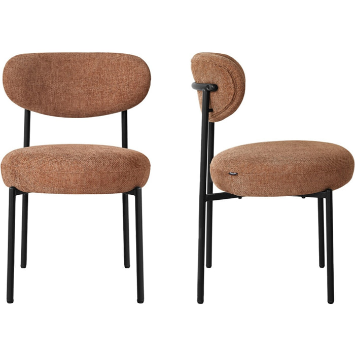 Lot de 2 chaises de salle à manger en tissu chenille - ORLA