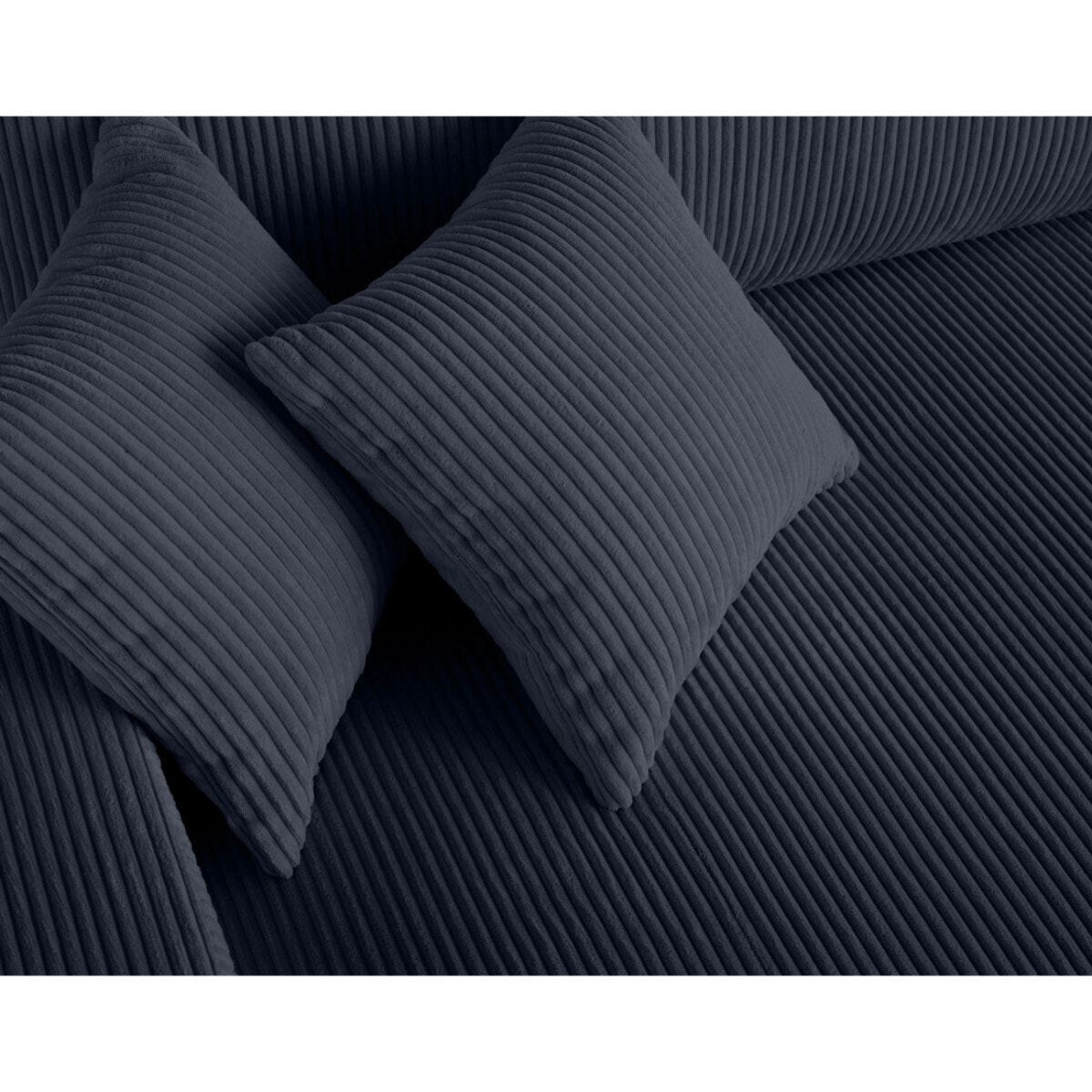 Pivoine - canapé droit 3 places - convertible avec coffre - en velours côtelé - Bleu nuit