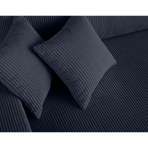 Pivoine - canapé droit 3 places - convertible avec coffre - en velours côtelé - Bleu nuit