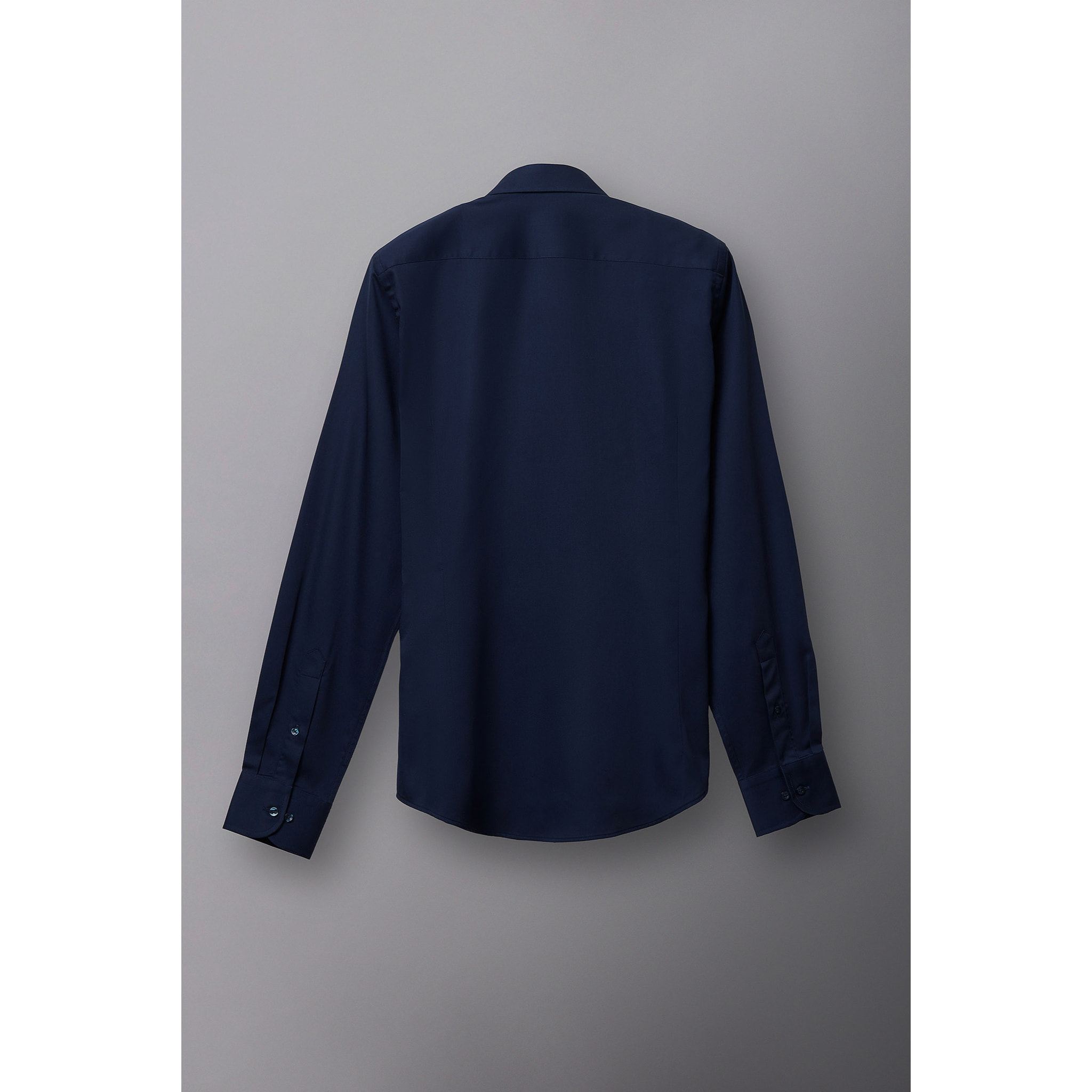Camicia Uomo 1 Bottone Francese Slim Satin Unito Blu